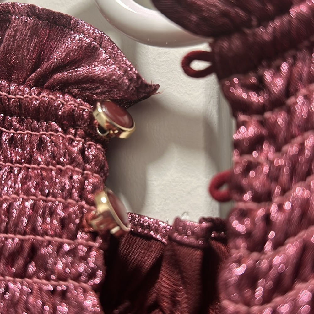 NWOT Anthropologie The Odells Foil Abigail Smocked Dress (S) - Picture 10 of 11